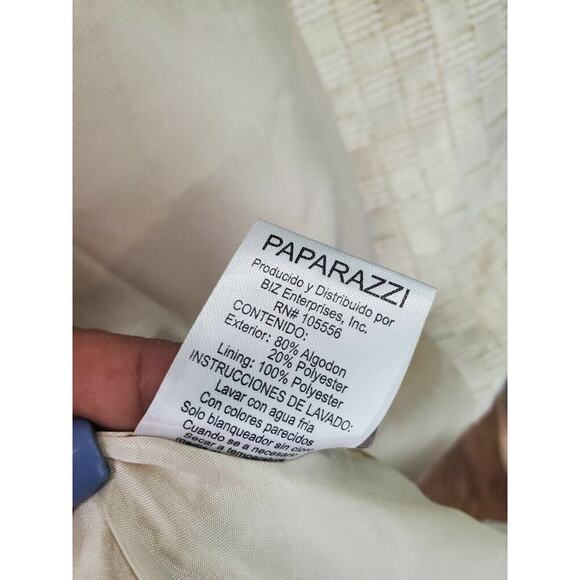 Paparazzi Women's Ivory Cotton Long Sleeve Buttons Front Fitted Long Coat Size M - Picture 9 of 11